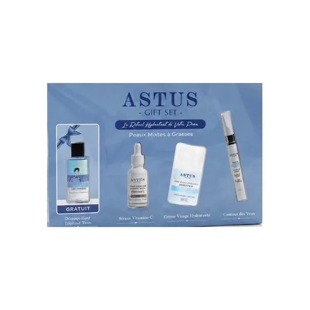 COFFRET ASTUS CREME VISAGE+SERUM+CONTOUR YEUX+DEMAQ TRIPHASE FDM26 - ASTUS