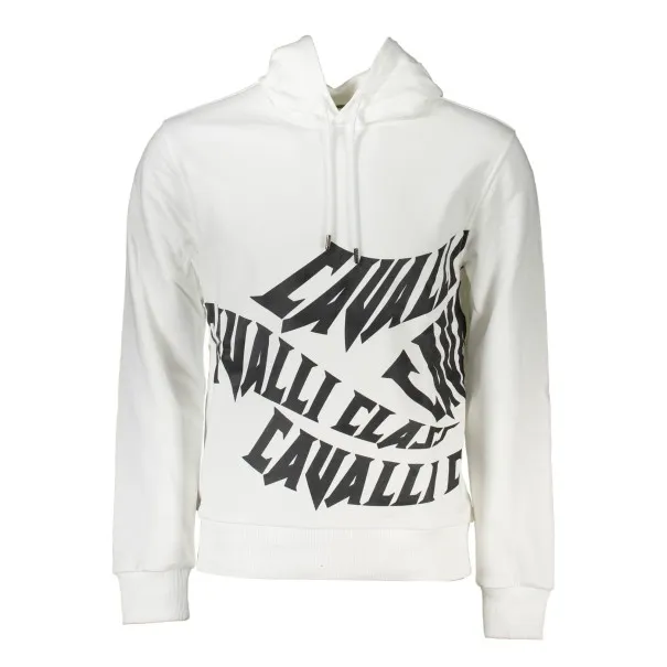 CAVALLI CLASS SWEAT SANS ZIP HOMME BLANC - CAVALLI CLASS