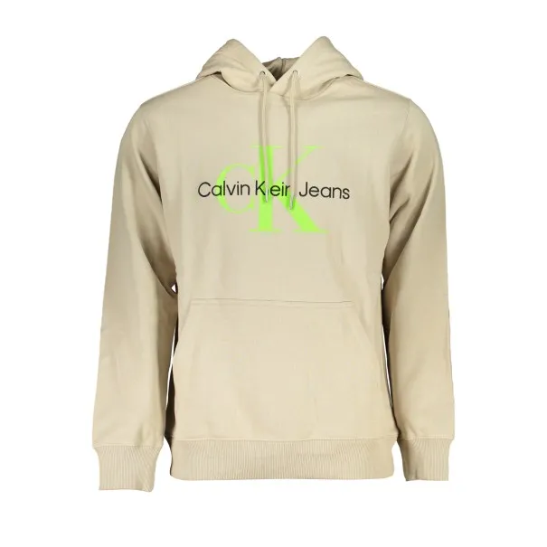 SWEAT-SHIRT SANS FERMETURE ÉCLAIR BEIGE CALVIN KLEIN POUR HOMMES - CALVIN KLEIN