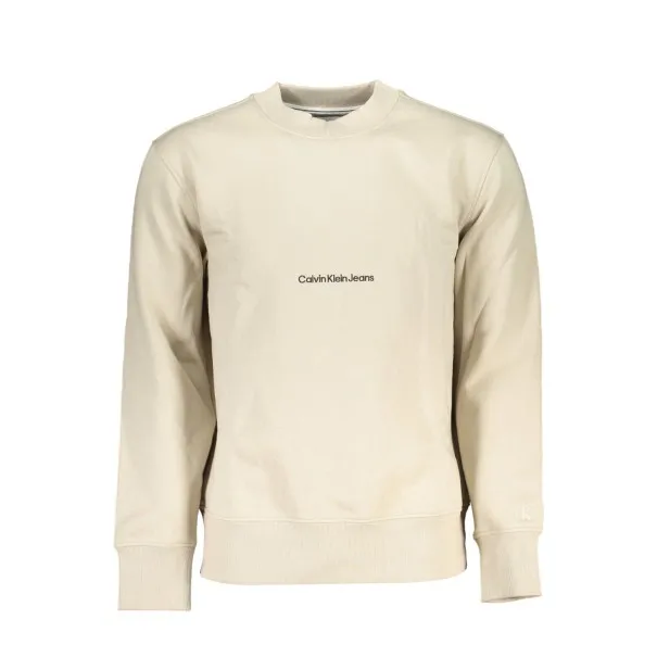 SWEAT-SHIRT SANS FERMETURE ÉCLAIR BEIGE CALVIN KLEIN POUR HOMMES - CALVIN KLEIN
