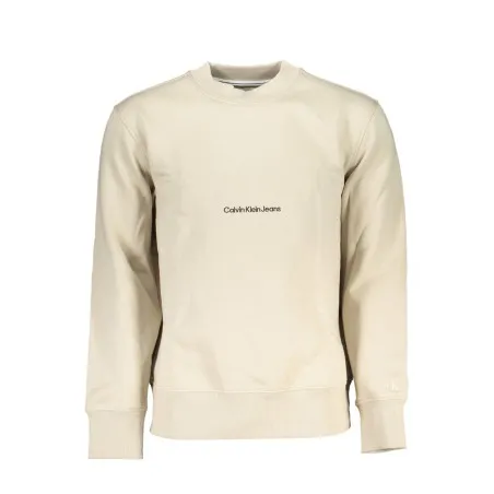 SWEAT-SHIRT SANS FERMETURE ÉCLAIR BEIGE CALVIN KLEIN POUR HOMMES - CALVIN KLEIN