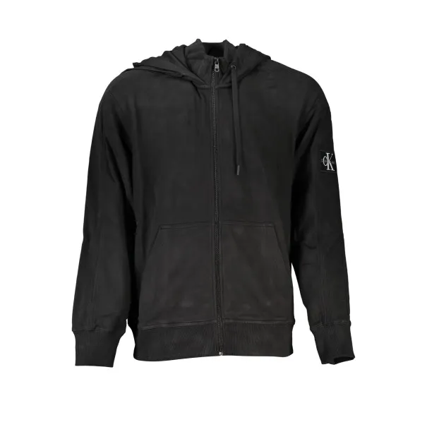 SWEAT-SHIRT ZIPPÉ NOIR CALVIN KLEIN POUR HOMMES - CALVIN KLEIN