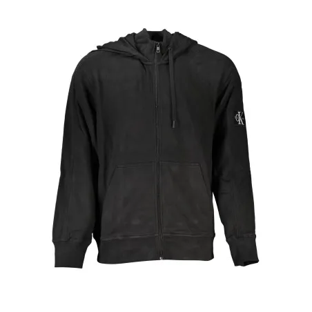 SWEAT-SHIRT ZIPPÉ NOIR CALVIN KLEIN POUR HOMMES - CALVIN KLEIN