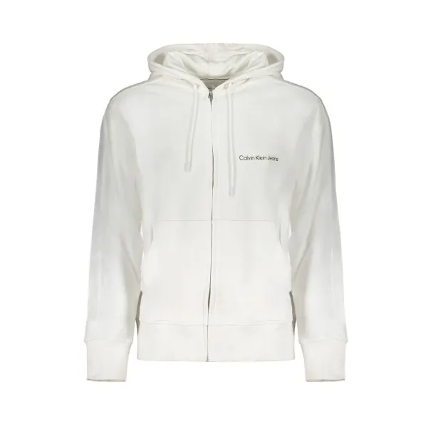 SWEAT-SHIRT ZIPPÉ BLANC CALVIN KLEIN POUR HOMMES - CALVIN KLEIN