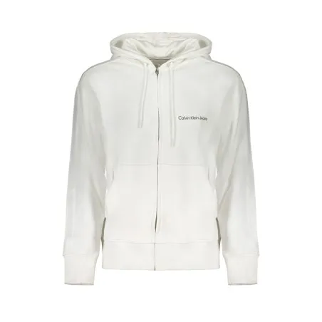 SWEAT-SHIRT ZIPPÉ BLANC CALVIN KLEIN POUR HOMMES - CALVIN KLEIN