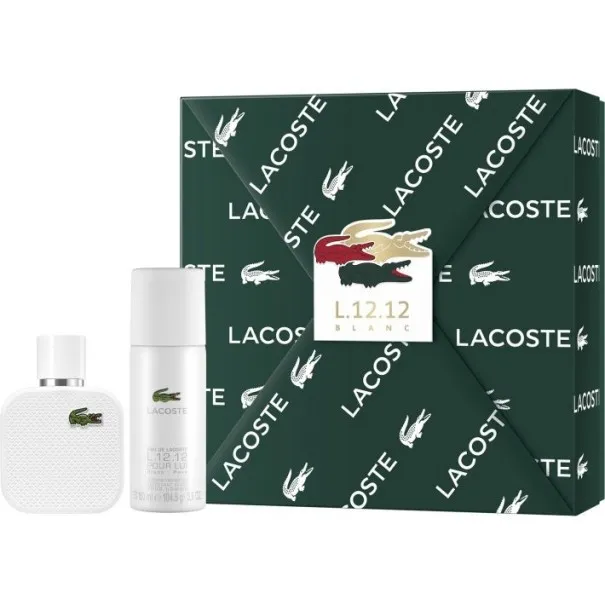 Coffret Eau de Toilette Homme LACOSTE L1212 Blanc 50Ml + Déodorant