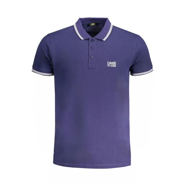 CAVALLI POLO MANCHES COURTES HOMME CLASS BLEU - CAVALLI CLASS