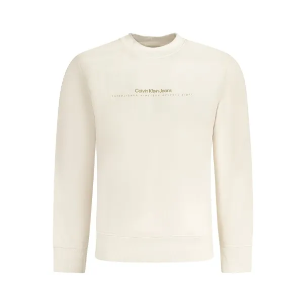SWEAT-SHIRT CALVIN KLEIN SANS ZIP HOMME BEIGE - CALVIN KLEIN
