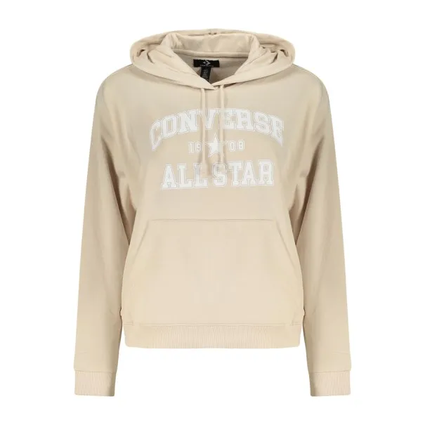 Sweat à capuche zippé Converse pour femme, couleur beige - CONVERSE