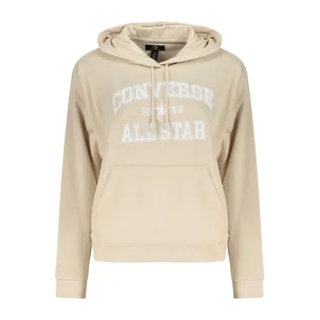 Sweat à capuche zippé Converse pour femme, couleur beige - CONVERSE