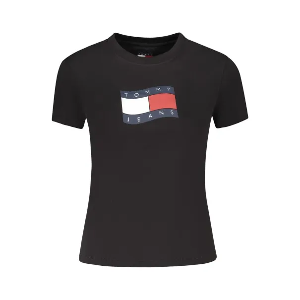 T-shirt noir à manches courtes pour femme Tommy Hilfiger - TOMMY HILFIGER