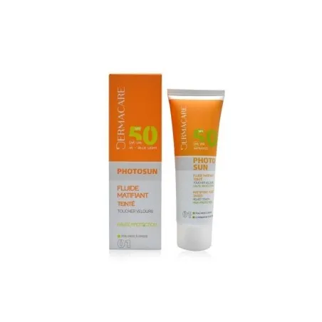 Ecran Solaire DERMACARE PHOTOSUN FLUIDE MATIFIANT TEINTE 50+ - 
