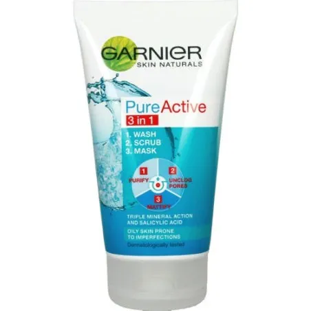 Gel Nettoyant Garnier  PURE ACTIVE 3 IN 1 - Garnier