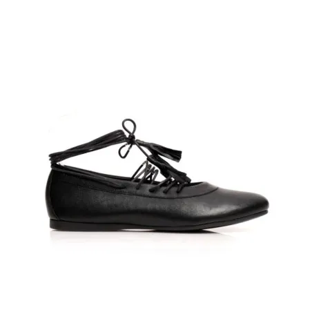 Ballerines Cuir noir à lacets P26-2705 - Seaside