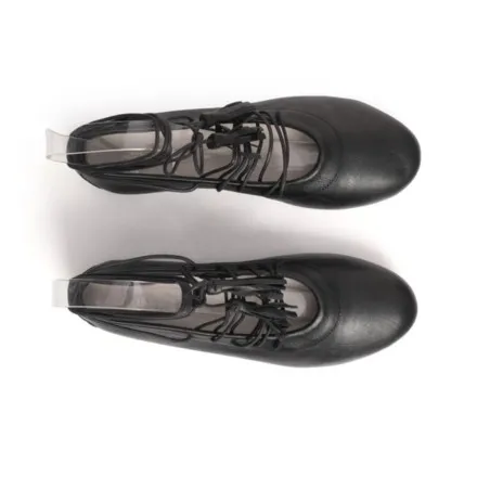 Ballerines Cuir noir à lacets P26-2705 - Seaside