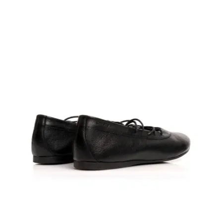 Ballerines Cuir noir à lacets P26-2705 - Seaside