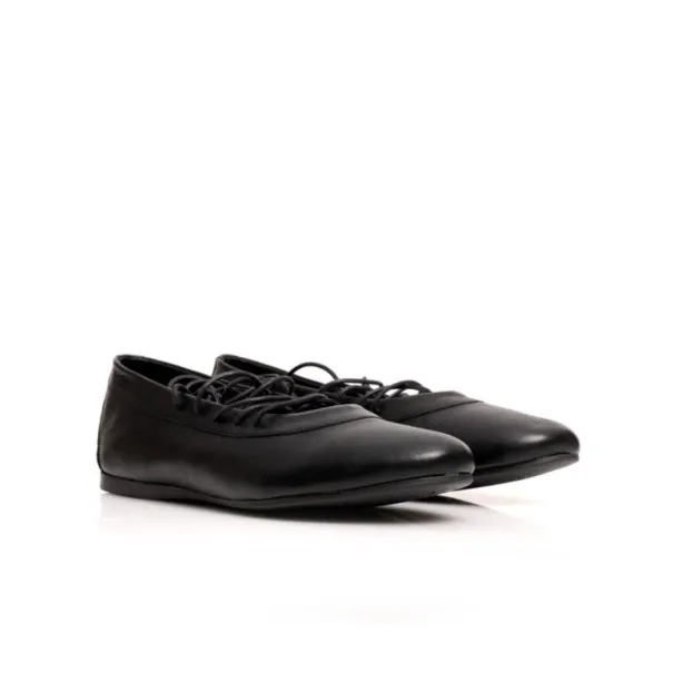 Ballerines Cuir noir à lacets P26-2705 - Seaside