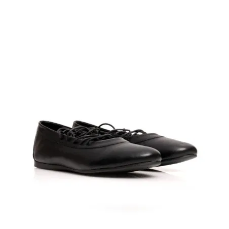 Ballerines Cuir noir à lacets P26-2705 - Seaside