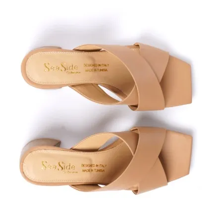 Sabot cuir demi talon E26-3910 - Seaside