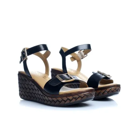 Sandale cuir compensée boucle E26-2109 - Seaside