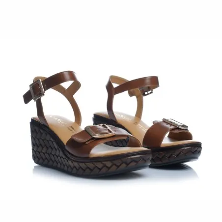 Sandale cuir compensée boucle E26-2109 - Seaside