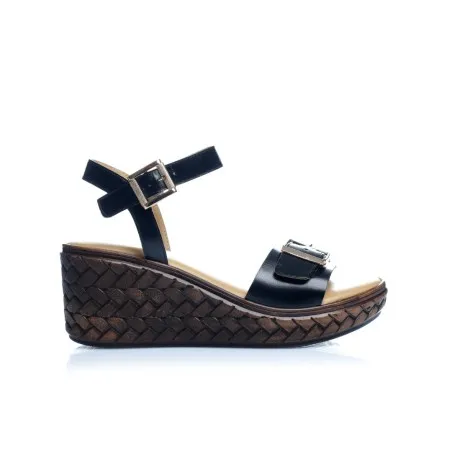 Sandale cuir compensée boucle E26-2109 - Seaside