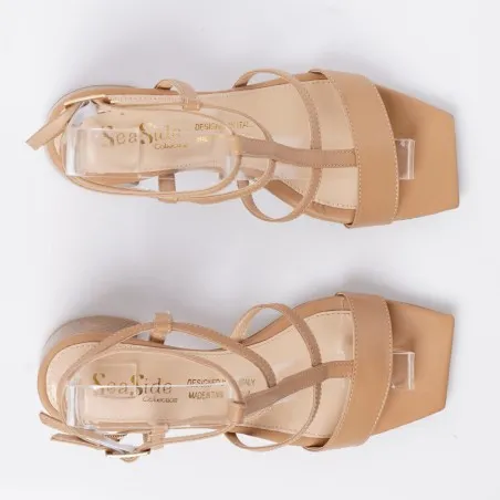Sandale Cuir confort demi talon E26-43380 - Seaside