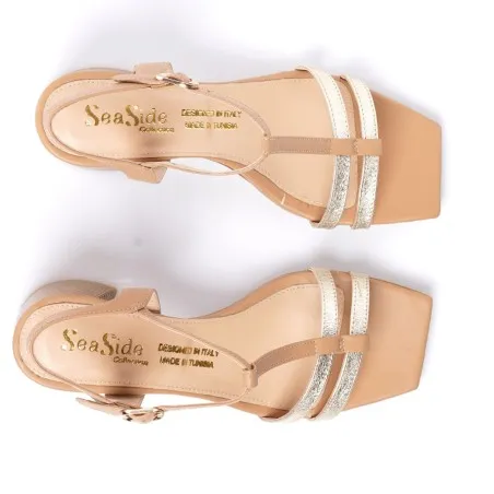 Sandale cuir demi talon E26-G804 - Seaside
