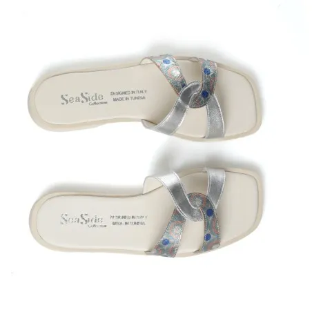 Claquette cuir bicouleur E26-8700 - Seaside