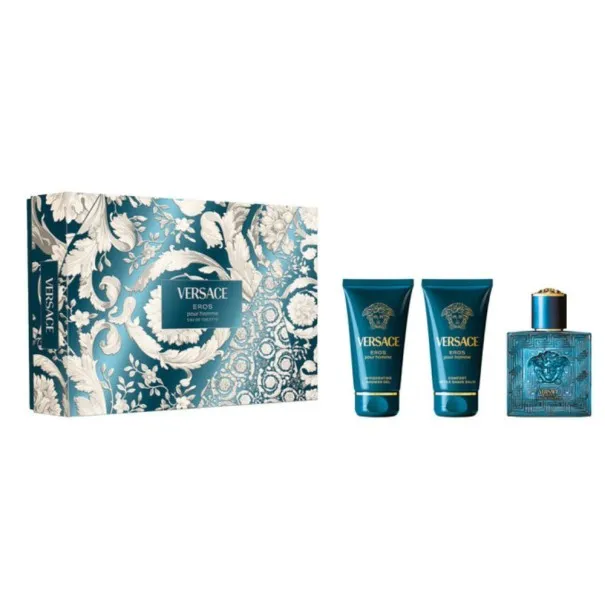 Coffret eau de toilette homme VERSACE  EROS EDT 50 ML + BAUME APRÈS-RASAGE 50ML + GEL DE DOUCHE 50 ML - VERSACE
