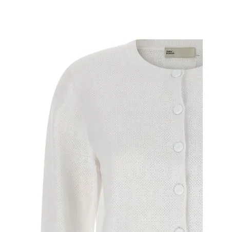 Tory Burch Pointelle Viscose Cardigan - TORY BURCH