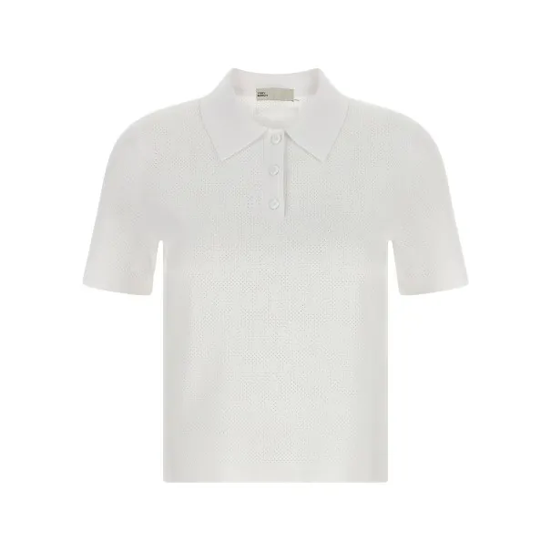 Tory Burch Pointelle Viscose Polo Shirt - TORY BURCH