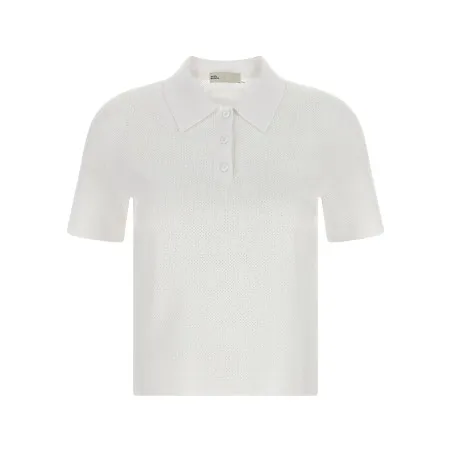 Tory Burch Pointelle Viscose Polo Shirt - TORY BURCH