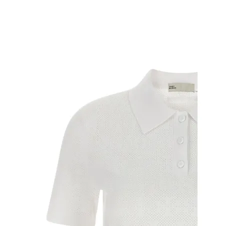 Tory Burch Pointelle Viscose Polo Shirt - TORY BURCH