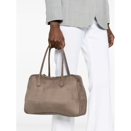 Emporio Armani Eagle Club Capsule Collection Suede-Effect Shoulder Bag - Emporio Armani