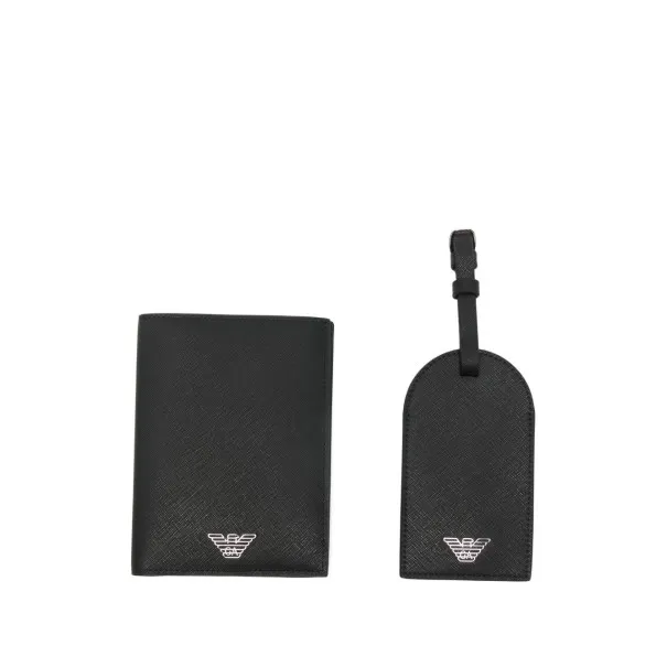 Emporio Armani Asv Gift Box With Regenerated Saffiano Passport Holder And Tag - Emporio Armani