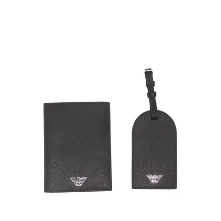 Emporio Armani Asv Recycled Saffiano Leather Passport Holder And Tag Gift Box - Emporio Armani