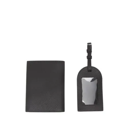 Emporio Armani Asv Recycled Saffiano Leather Passport Holder And Tag Gift Box - Emporio Armani
