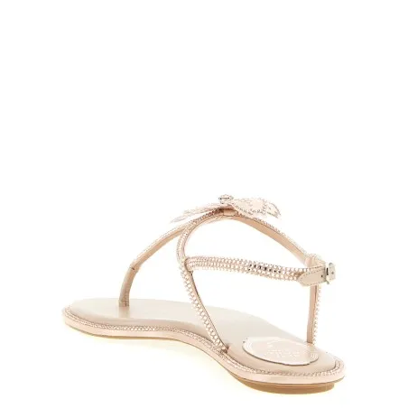 René Caovilla Peach Flower Sandals - René Caovilla
