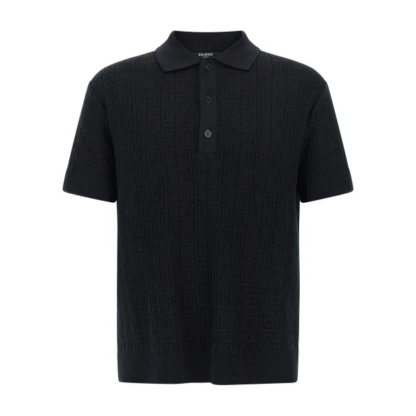 Balmain Monogram Knit Polo Shirt - BALMAIN