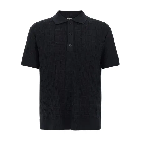 Balmain Monogram Knit Polo Shirt - BALMAIN