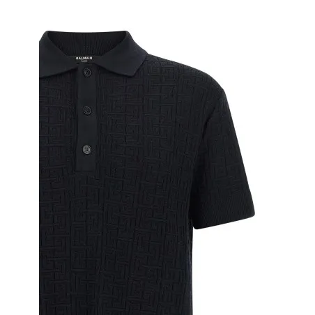 Balmain Monogram Knit Polo Shirt - BALMAIN