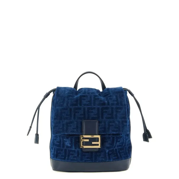 Fendi Ff Flocked Denim Backpack - FENDI