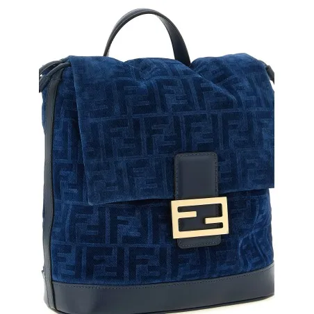 Fendi Ff Flocked Denim Backpack - FENDI