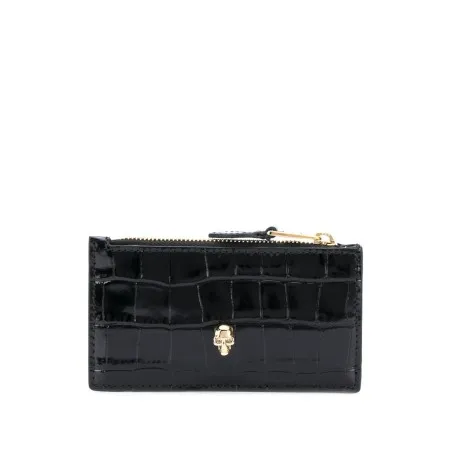 Alexander McQueen Skull zipped leather card case - 