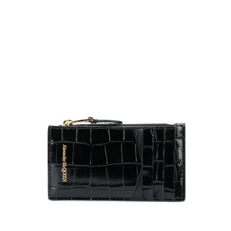 Alexander McQueen Skull zipped leather card case - 