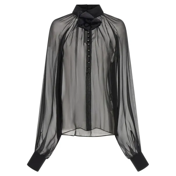 Dolce & Gabbana Chiffon Blouse With Flower - Dolce&Gabbana