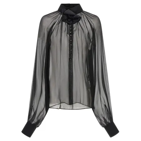 Dolce & Gabbana Chiffon Blouse With Flower - Dolce&Gabbana