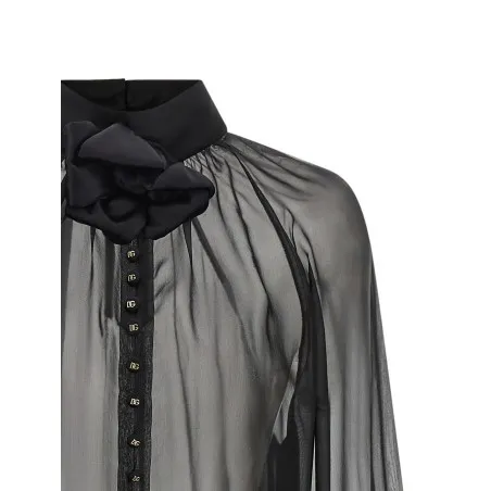 Dolce & Gabbana Chiffon Blouse With Flower - Dolce&Gabbana