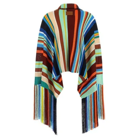 Fendi Striped Poncho With Fringes - FENDI
